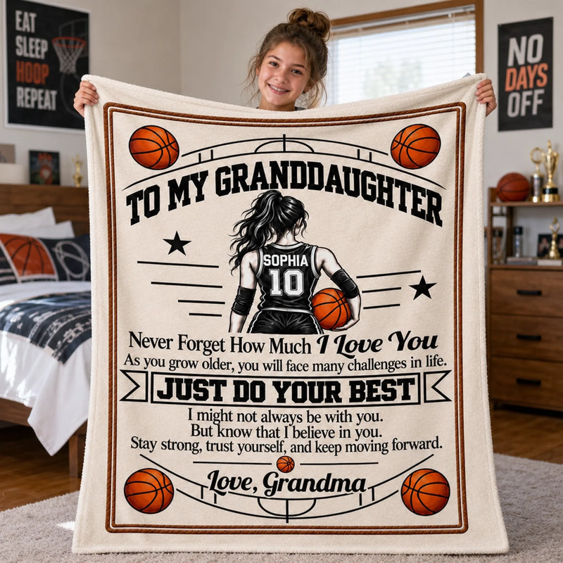 Custom Name Basketball Gifts For Granddaughter - Personalized Blanket