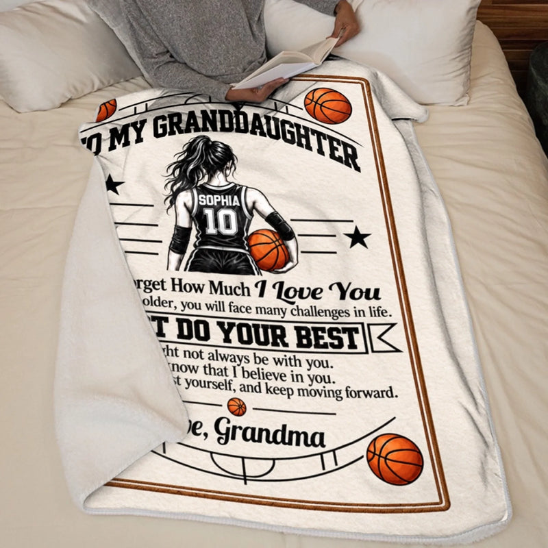 Custom Name Basketball Gifts For Granddaughter - Personalized Blanket