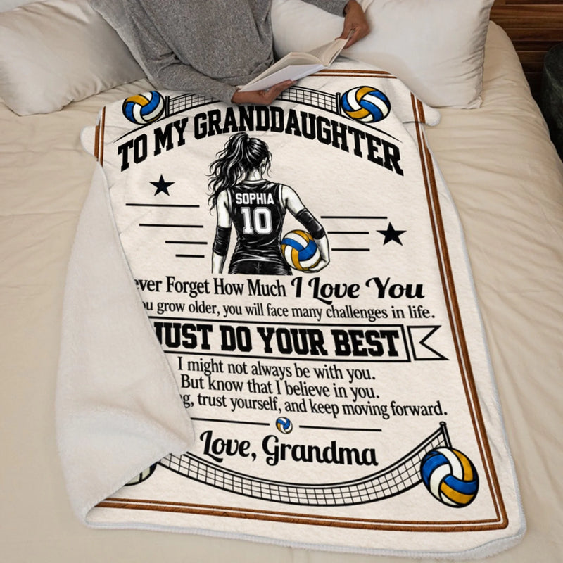 Custom Name Volleyball Gifts For Granddaughter - Personalized Blanket