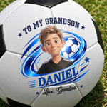 Custom Photo Soccer Player Gifts For Grandson - Personalized Soccer Ball