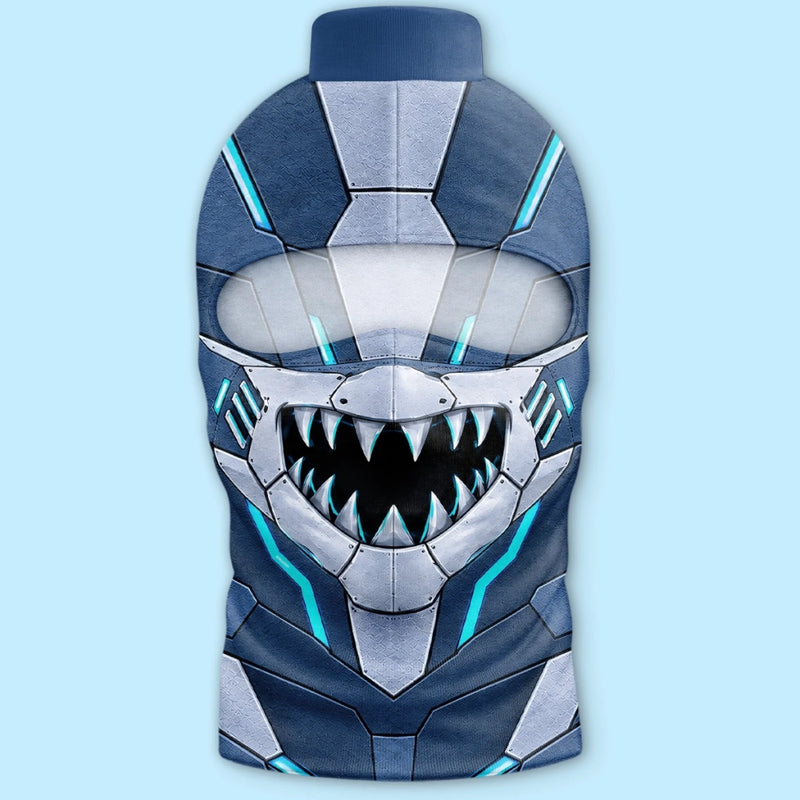 Custom Funny Shark Skiing Gifts For Men, Women - Personalized BlockHead Ski Mask