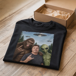 Custom Photo Funny Bigfoot Alien UFO Gifts for Men and Women - Personalized Comfort T-Shirt