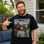 Custom Photo Funny Bigfoot Alien UFO Gifts for Men and Women - Personalized Comfort T-Shirt