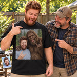 Custom Photo Funny Bigfoot Selfie Gifts for Men and Women - Personalized Comfort T-Shirt