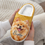 Custom Photo Name Pet Gifts For Dog And Cat Lovers - Personalized Fluffy Slippers