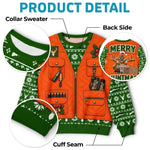 Custom Photo Merry Huntmas Deer Scene for Him - Personalized Ugly Sweatshirt