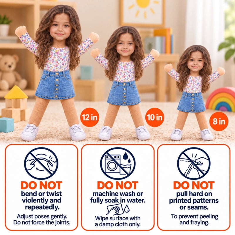 Custom Photo Kids Keepsake Gifts - Personalized Poseable Plush Doll