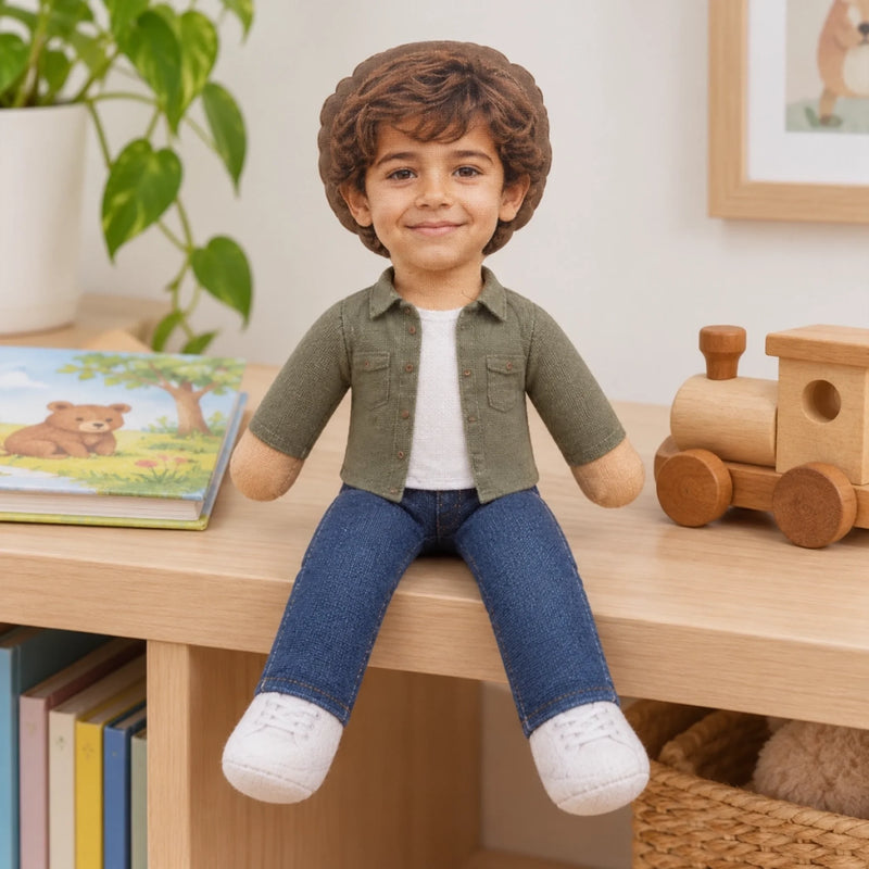 Custom Photo Kids Keepsake Gifts - Personalized Poseable Plush Doll