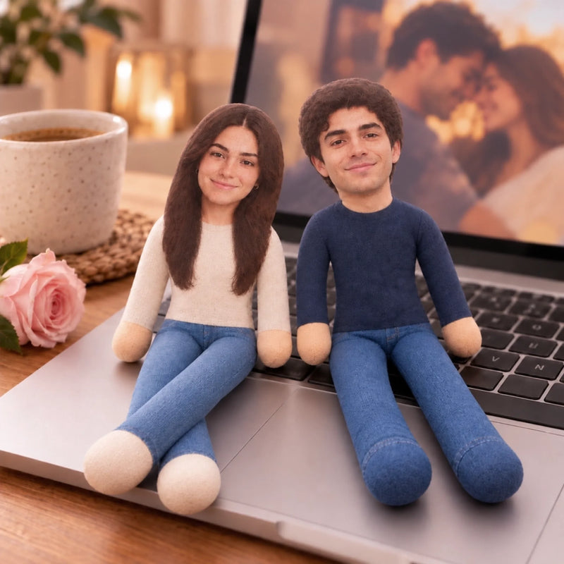 Custom Couple Photo Gifts - Personalized Poseable Plush Doll