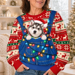 Custom Photo Ugly Sweatshirt - Personalized Christmas Birthday Gifts For Dog Cat Lovers, Dog Dad And Mom, Cat Owners - Keeping Christmas Extra Fluffy