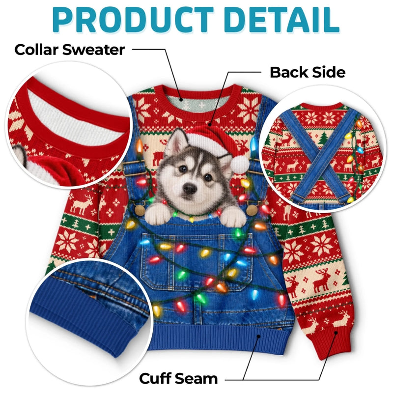 Custom Photo Ugly Sweatshirt - Personalized Christmas Birthday Gifts For Dog Cat Lovers, Dog Dad And Mom, Cat Owners - Keeping Christmas Extra Fluffy