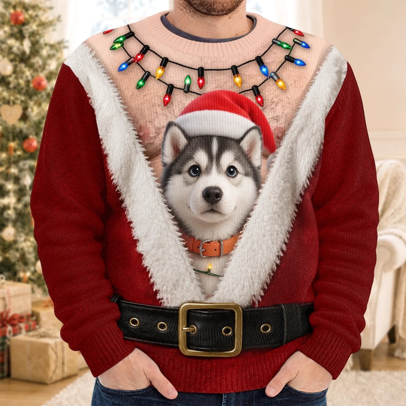 Custom Photo Ugly Sweatshirt - Personalized Christmas Birthday Gifts For Dog Cat Lovers, Dog Dad And Mom, Cat Owners - Furry Little Christmas Helpers