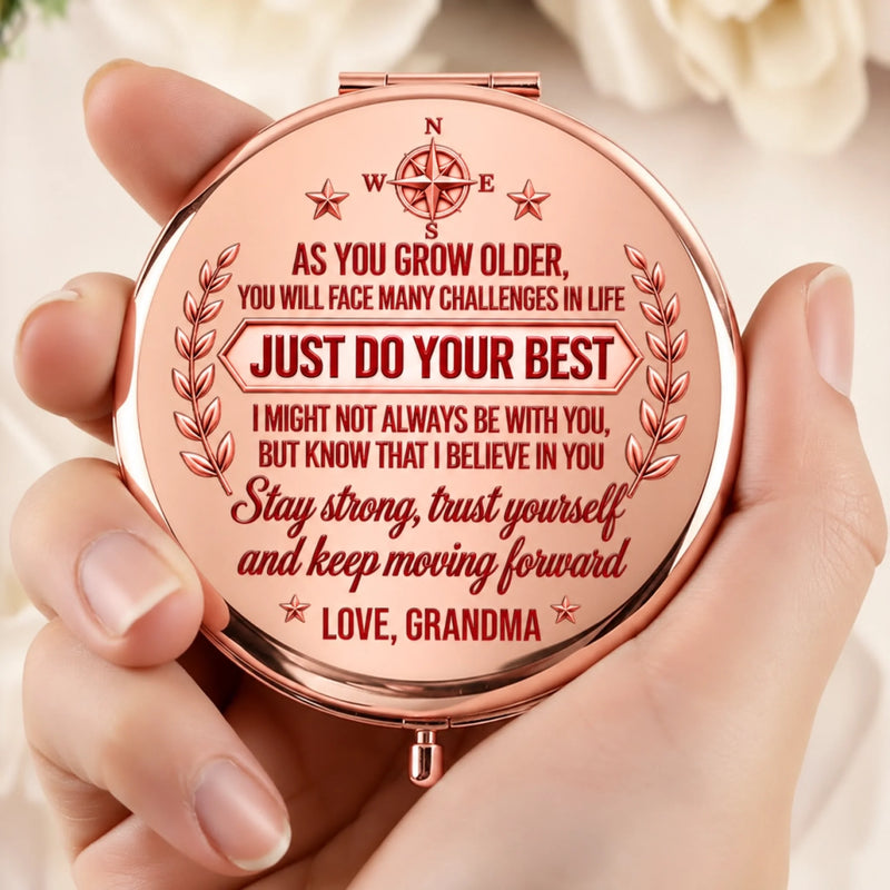 Custom Name Encouragement Gifts for Granddaughter, Daughter - Personalized Compact Mirror