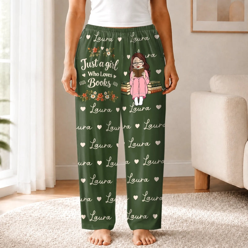 Custom Name Just a Girl Who Loves Books Gifts for Book Lovers - Personalized Pajamas
