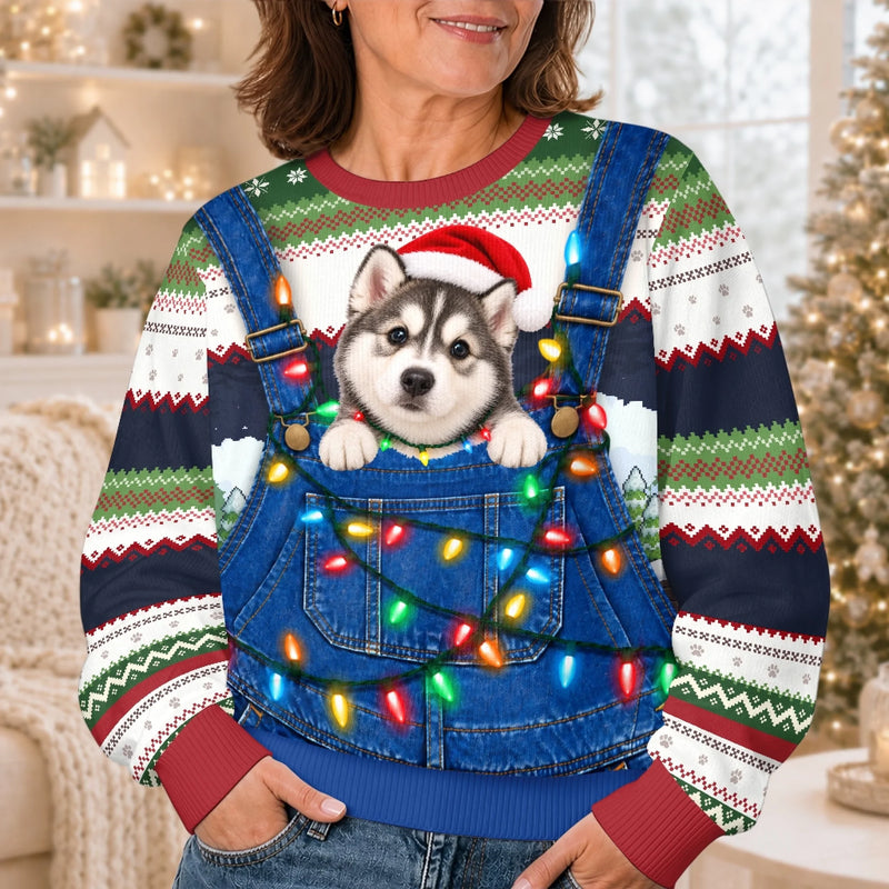 Custom Photo Pet Christmas Gifts for Pet Lovers - Personalized Ugly Sweatshirt