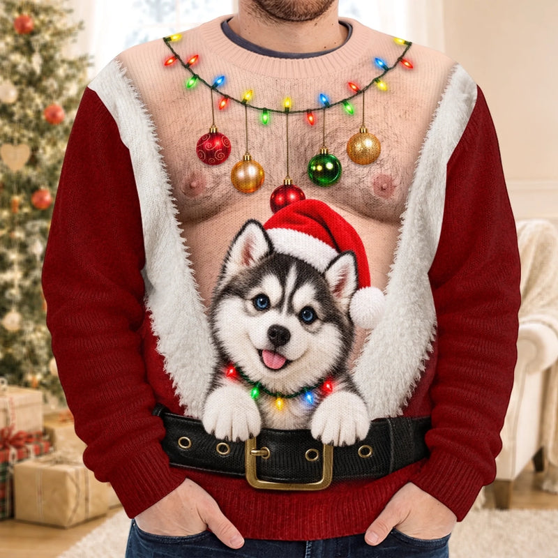 Custom Funny Pet Photo Christmas Gifts For Dog And Cat Lovers - Personalized Ugly Sweatshirt