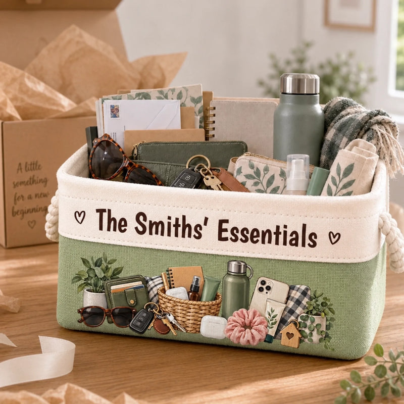 Custom Name Family Essentials Home Organization - Personalized Storage Basket