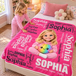 Custom Name Rainbow Squishy Character Photo Gifts for Kids - Personalized Blanket