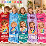 Custom Name Rainbow Squishy Character Photo Gifts for Kids - Personalized Blanket