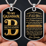 Custom Name Encouragement Gifts for Son and Grandson from Grandpa - Personalized Dog Tag Necklace