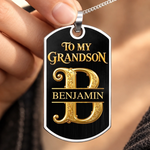 Custom Name Encouragement Gifts for Son and Grandson from Grandpa - Personalized Dog Tag Necklace