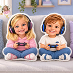Custom Photo Gamer Gifts for Kids - Personalized Shaped Pillow