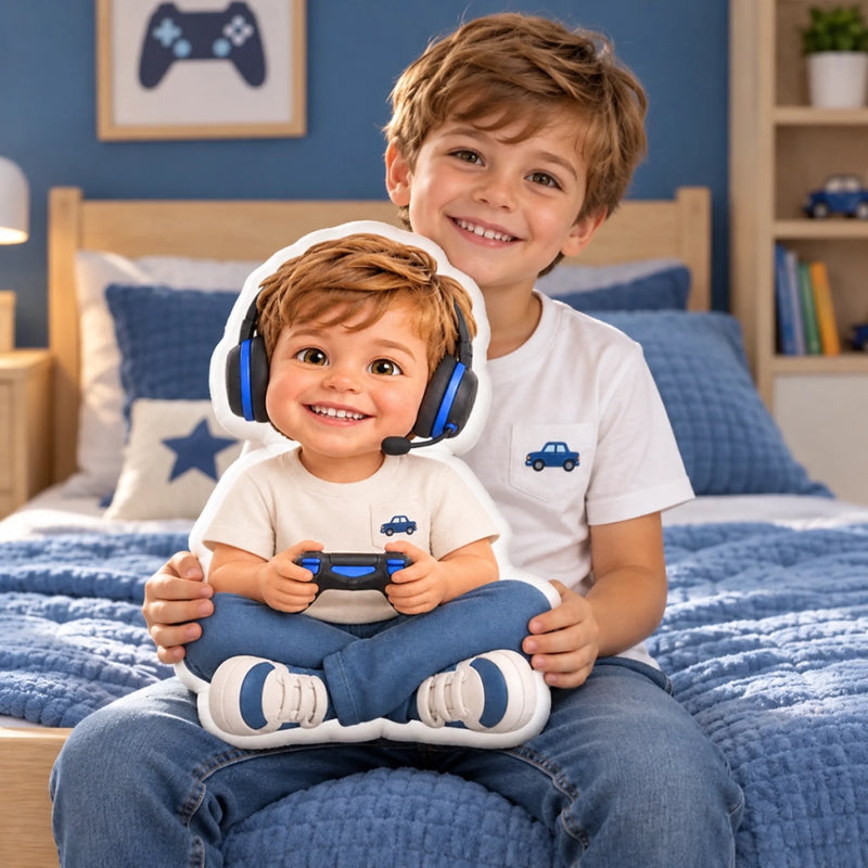 Custom Photo Gamer Gifts for Kids - Personalized Shaped Pillow