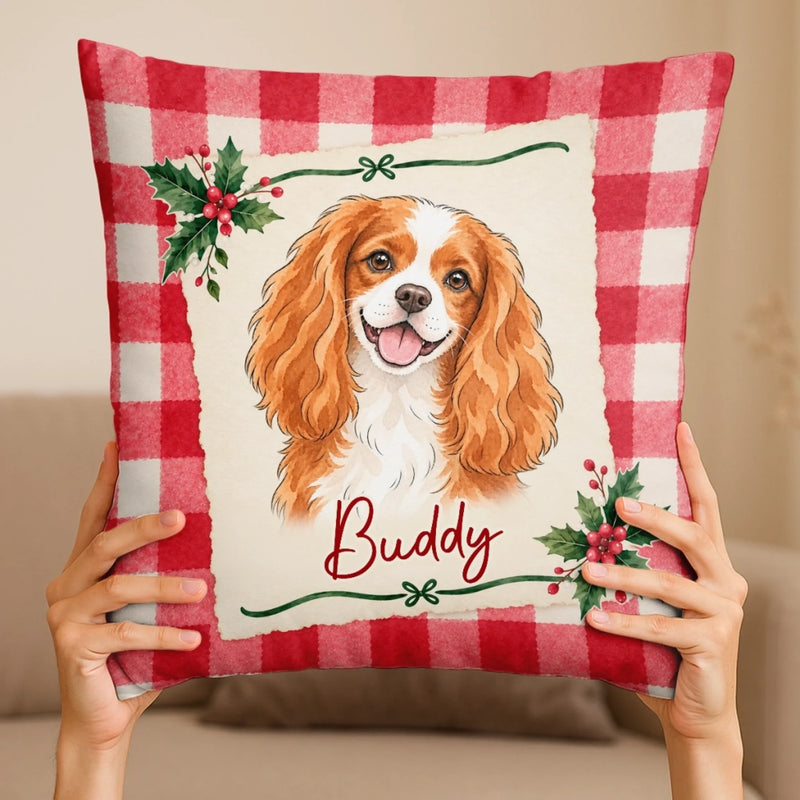 Custom Pet Photo Christmas Portrait Gifts For Dog And Cat Lovers - Personalized Pillow
