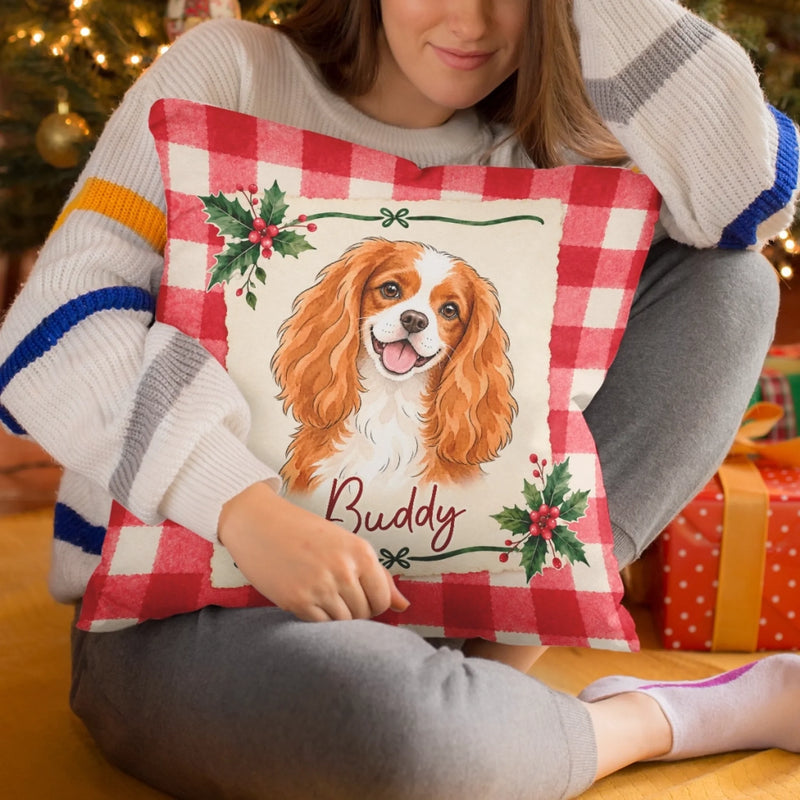 Custom Pet Photo Christmas Portrait Gifts For Dog And Cat Lovers - Personalized Pillow