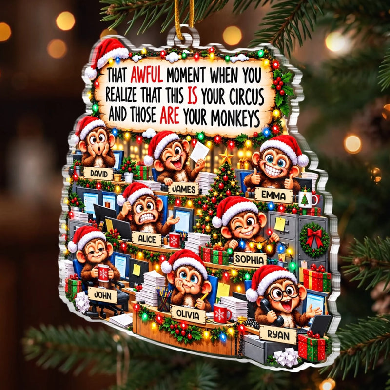 Custom Name Christmas Office Monkey Gifts - Personalized Acrylic Ornament