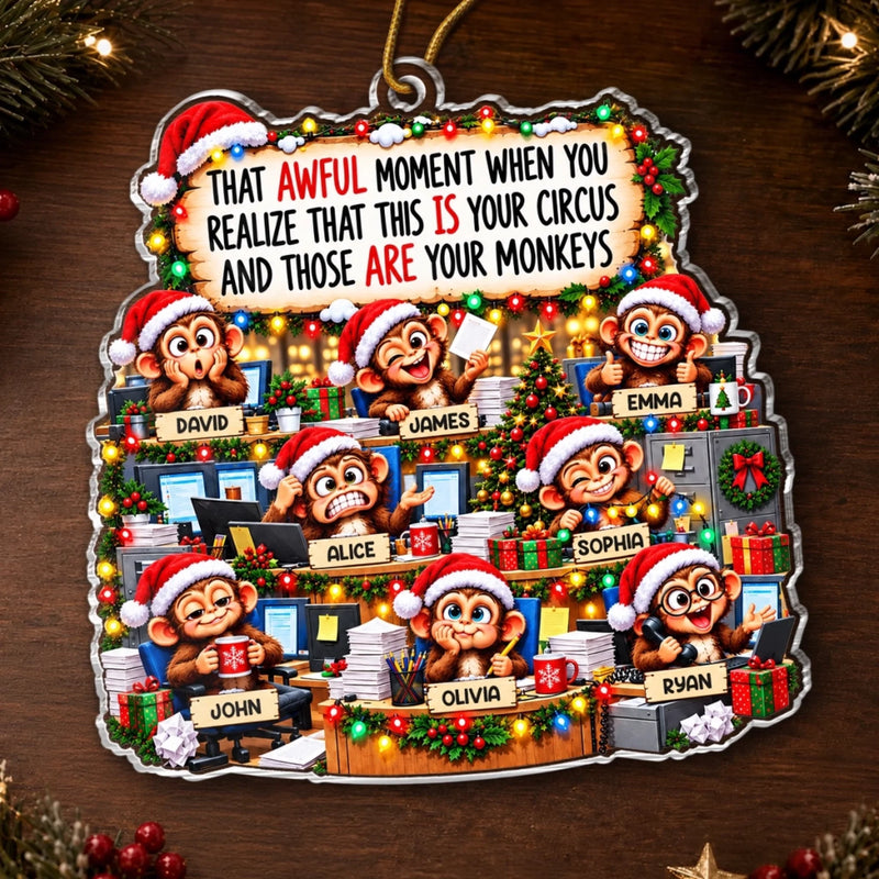 Custom Name Christmas Office Monkey Gifts - Personalized Acrylic Ornament