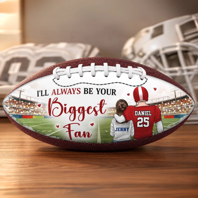 Custom Name Always Your Biggest Fan Gifts For Him - Personalized Leather Football