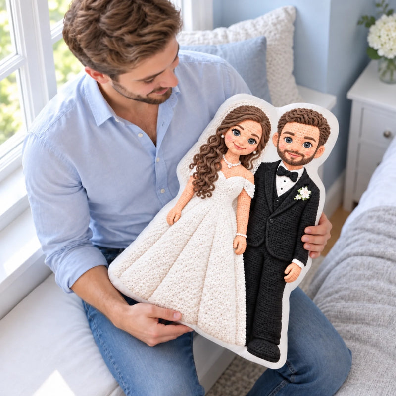 Custom Photo Wedding Gifts for Couples - Personalized Shaped Pillow