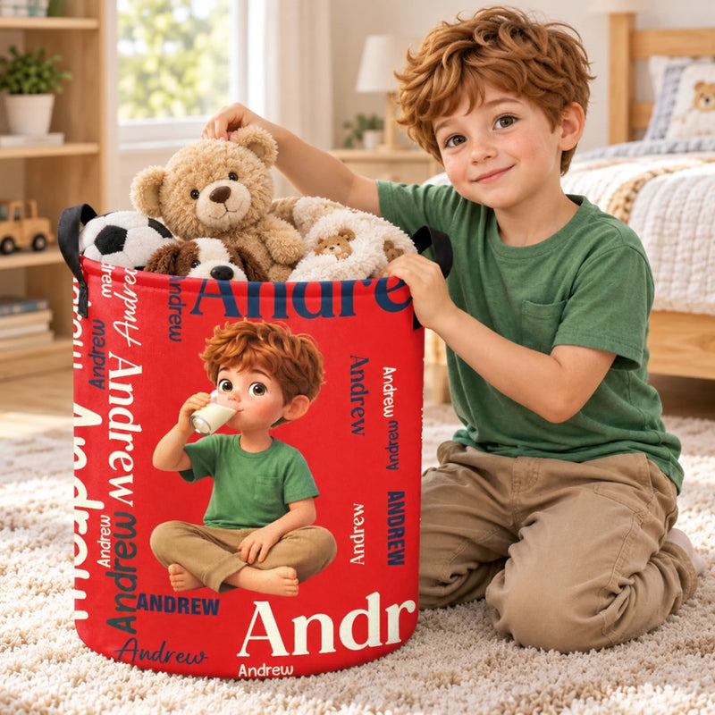Custom Photo Cartoon Character Gifts for Kids - Personalized Laundry Basket