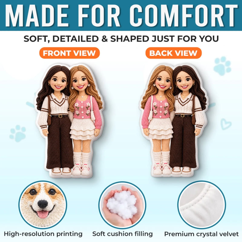 Crochet Family Character Family Gifts - Personalized Shaped Pillow