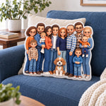 Crochet Family Character Family Gifts - Personalized Shaped Pillow