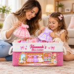 Custom Name Doll Closet Gifts For Kids & Girls - Personalized Storage Basket
