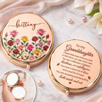 Custom Name Birth Flower Granddaughter Gifts - Personalized Compact Mirror