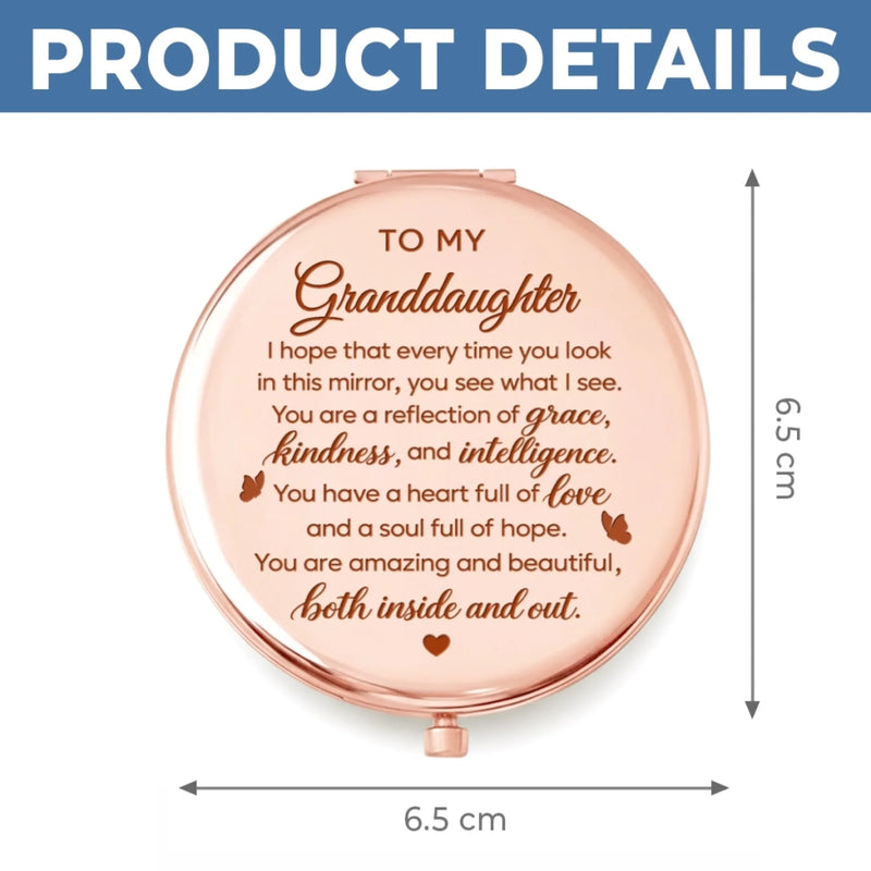 Custom Name Birth Flower Granddaughter Gifts - Personalized Compact Mirror