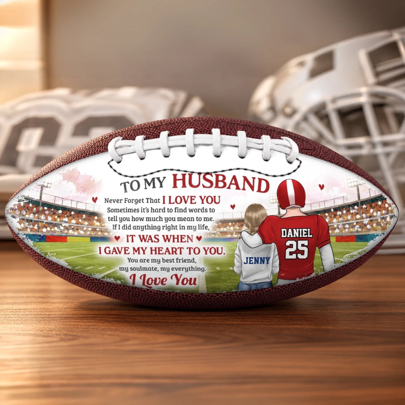 Custom Names Football Gifts For Him - Personalized Leather Football