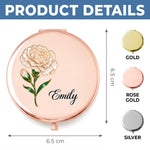 Custom Name Blooming Flower Gifts For Women - Personalized Compact Mirror