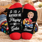 Custom Name Guitar Gifts for Guitar Players - Personalized Crew Socks
