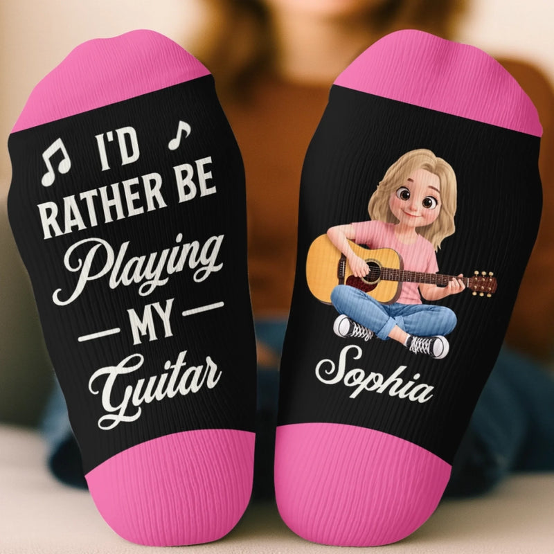 Custom Name Guitar Gifts for Guitar Players - Personalized Crew Socks