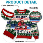 Custom Photo Fishmas Christmas Gifts for Anglers - Personalized Ugly Sweatshirt