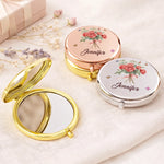 Custom Name Rose and Butterfly Bouquet Gifts For Women - Personalized Compact Mirror