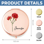 Custom Name Flower Gifts For Women - Personalized Compact Mirror