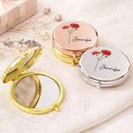 Custom Name Flower Gifts For Women - Personalized Compact Mirror
