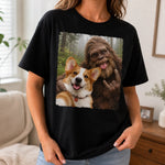 Custom Funny Photo Dog Selfie Bigfoot Gifts For Dog Cat Lovers - Personalized Comfort T-Shirt