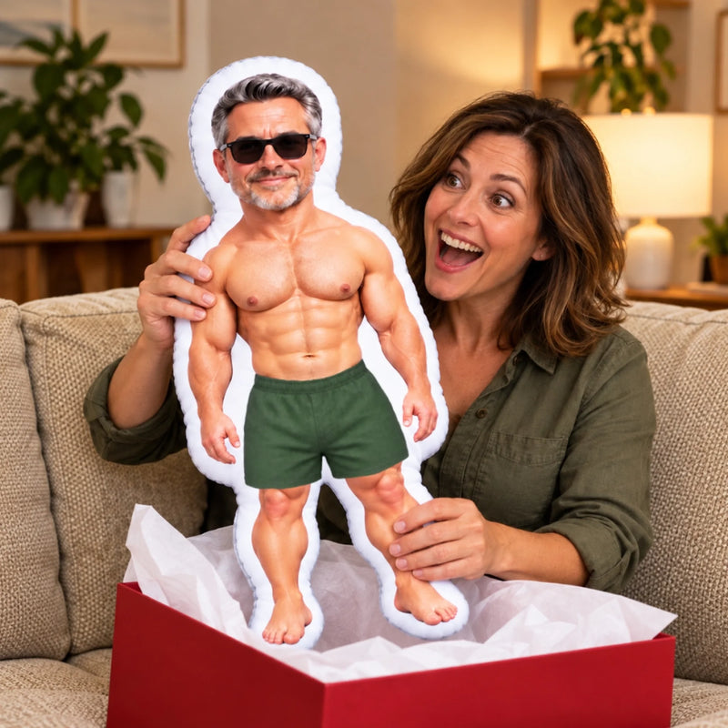 Custom Photo Muscle Man Gifts for Men - Personalized Shaped Pillow