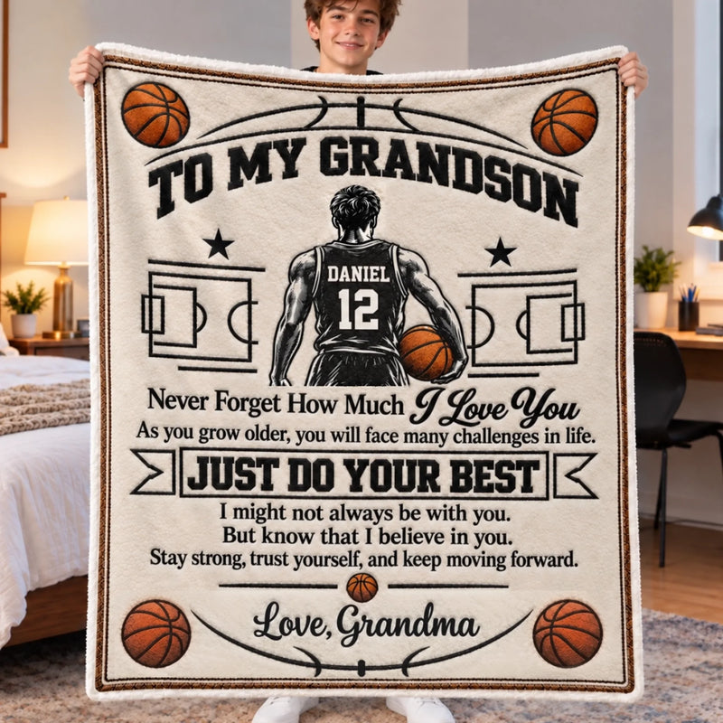 Custom Name Basketball Gifts for Grandsons - Personalized Blanket